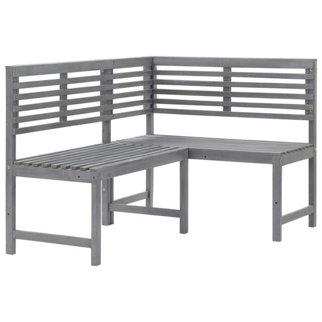 Rackhams Garden Corner Bench Grey 140 cm Solid Acacia Wood - Grey - Solid acacia wood with a grey wash finish