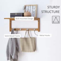 Rackhams Hallway Wall Mounted Shelf Clothes Rack Hanging Coat Hooks Storage - thumbnail 4