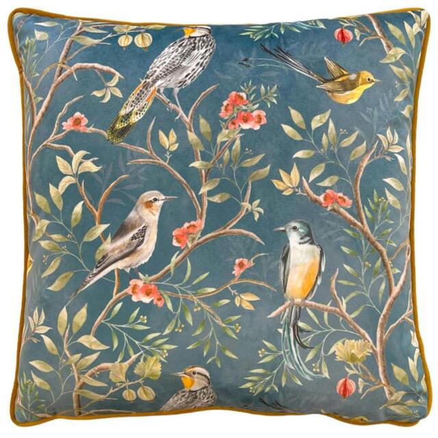 Rackhams Chinoiserie Cushion Cover - Slate Blue - 43cm x 43cm - Slate Blue - 100% Polyester - image 1