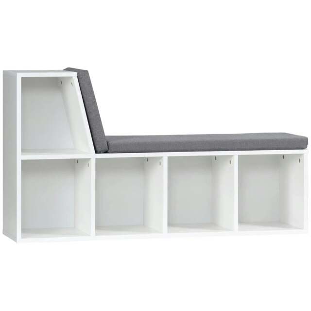 Rackhams Bookcase Storage Shelf with Cushioned Reading Seat, Bookshelf Storage Cabinet for Study Living Room, White - image 1