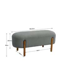 Rackhams Grey Polar Fleece Oval Shaped Bench Entryway Shoe Changing Stool - Grey - thumbnail 3
