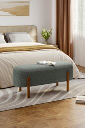 Rackhams Grey Polar Fleece Oval Shaped Bench Entryway Shoe Changing Stool - Grey - thumbnail 1