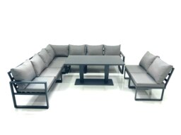Rackhams 9 Seater Outdoor Aluminum Garden Furniture Set Corner Sofa Rising Lifting Dining Table Sets Dark Grey - thumbnail 2
