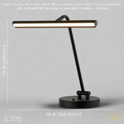 Rackhams Modern Picture Light Designed LED Black Desk Lamp with Touch Dimmer Button - thumbnail 6