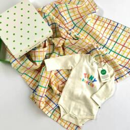 Rackhams Dancer & Ditto Set - Baby Bodysuit & Muslin Swaddle Blanket in Gift Box - 9-12 months - Rainbow - 100% Organic Cotton - thumbnail 2
