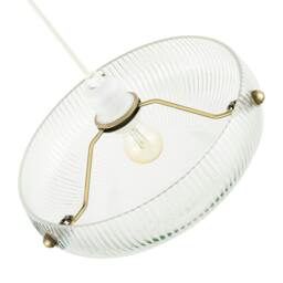 Rackhams Modern Transparent Mini Line Ribbed Glass Pendant Bowl Lamp Shade - thumbnail 3