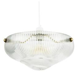 Rackhams Modern Transparent Mini Line Ribbed Glass Pendant Bowl Lamp Shade