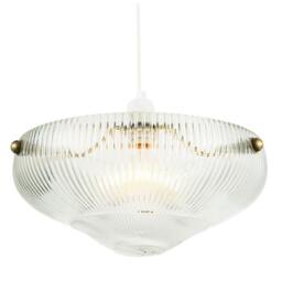 Rackhams Modern Transparent Mini Line Ribbed Glass Pendant Bowl Lamp Shade - thumbnail 2