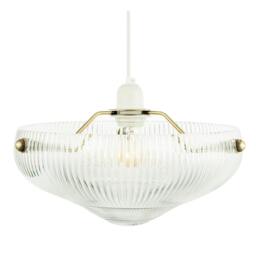 Rackhams Modern Transparent Mini Line Ribbed Glass Pendant Bowl Lamp Shade - thumbnail 5