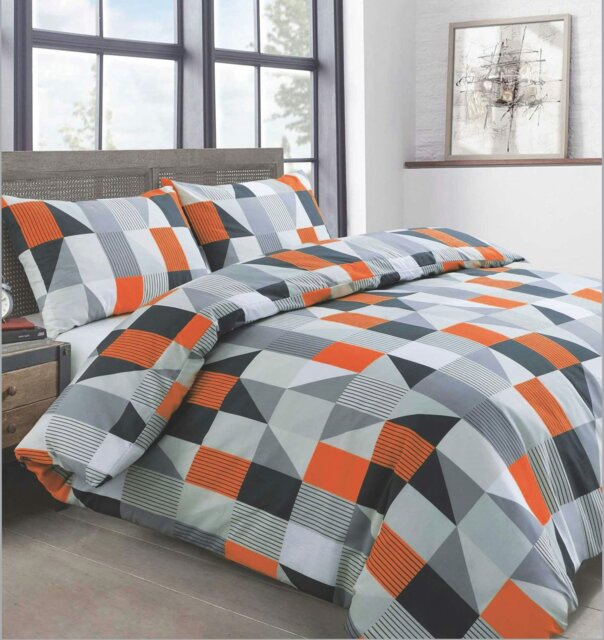 Rackhams Jazz Printed Cotton Blend Duvet Cover and Pillowcase Set - Orange - King - image 1