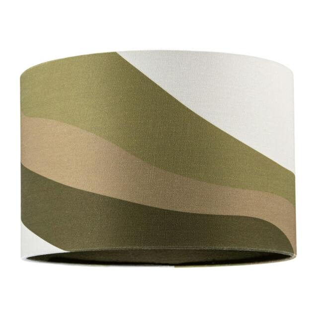 Rackhams Olive Green Linen Fabric Lamp Shade with Inner and Outer Wavy Design - image 1