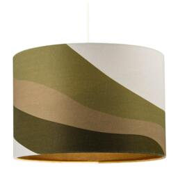 Rackhams Olive Green Linen Fabric Lamp Shade with Inner and Outer Wavy Design - thumbnail 2