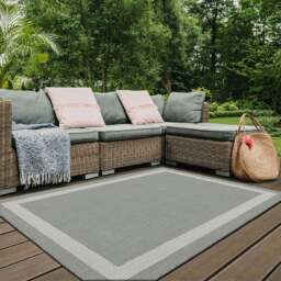 Rackhams Duo Weave Outdoor Grey Rug Bordered - 200X290 cm - thumbnail 3