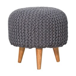 Rackhams Keeva Grey Round Footstool - thumbnail 1
