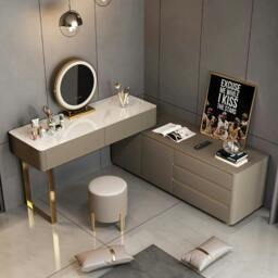 Rackhams Dempsey Dressing Table With Sideboard, Extendable, Corner Dressing Table - 100cm Dressing Table + 160cm Sideboard - NO Stool - thumbnail 6