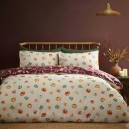 Rackhams Autumn Pumpkins Reversible Duvet Cover Set Plum - King - Plum - thumbnail 2