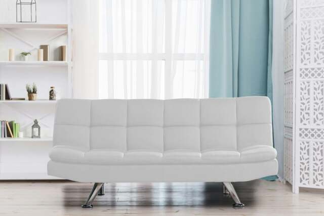 Rackhams Oakland 3 Seater Padded Cube Design Sofa Bed - Cream - image 1