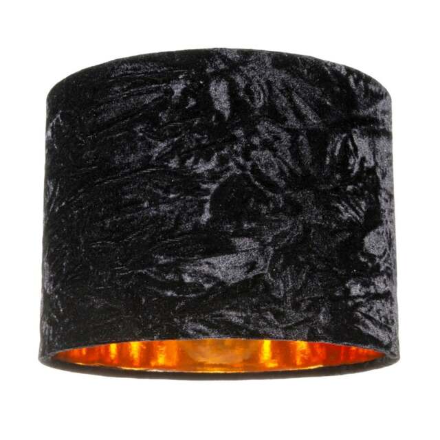 "Rackhams Modern Black Crushed Velvet 8"" Table/Pendant Lampshade with Shiny Copper Inner" - image 1