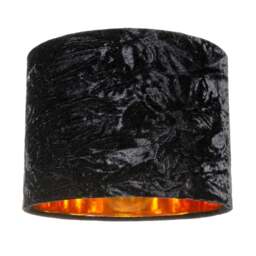 "Rackhams Modern Black Crushed Velvet 8"" Table/Pendant Lampshade with Shiny Copper Inner" - thumbnail 1