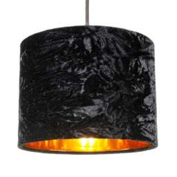 "Rackhams Modern Black Crushed Velvet 8"" Table/Pendant Lampshade with Shiny Copper Inner" - thumbnail 2