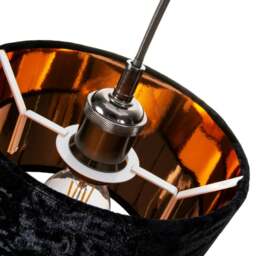 "Rackhams Modern Black Crushed Velvet 8"" Table/Pendant Lampshade with Shiny Copper Inner" - thumbnail 3