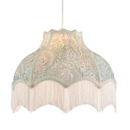 Rackhams Classic Victorian Lamp Shade in Light Emerald Green Velvet with Trims - thumbnail 2