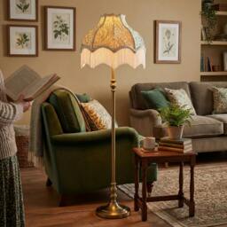 Rackhams Classic Victorian Lamp Shade in Light Emerald Green Velvet with Trims - thumbnail 6