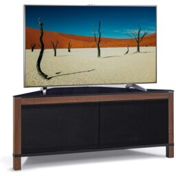 "Rackhams VOLANS Tru-Corner Remote Friendly Doors Walnut/Black Reversible Panel LCD/Plasma/LED TV up to 42"" Corner TV Cabinet"