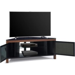 "Rackhams VOLANS Tru-Corner Remote Friendly Doors Walnut/Black Reversible Panel LCD/Plasma/LED TV up to 42"" Corner TV Cabinet" - thumbnail 2