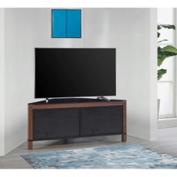 "Rackhams VOLANS Tru-Corner Remote Friendly Doors Walnut/Black Reversible Panel LCD/Plasma/LED TV up to 42"" Corner TV Cabinet" - thumbnail 6