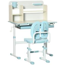 Rackhams Kids Desk and Chair Set, with Storage Shelves, Washable Cover, for Ages 3-12 Years - Blue - thumbnail 1