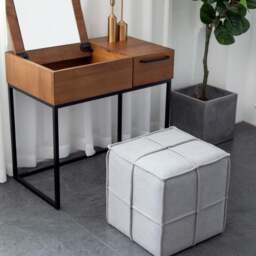 Rackhams Square Stool, Yellow - Yellow - thumbnail 3