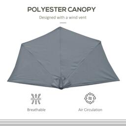 Rackhams 2.7m Metal Frame Garden Furniture Parasol Half Round Umbrella - thumbnail 4