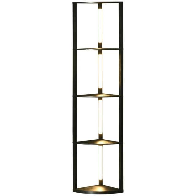 Rackhams Corner Floor Lamp for Living Room Bedroom with Dimmable Warm White LED Light, Modern Tall Standing Lamp, Black - image 1