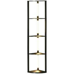 Rackhams Corner Floor Lamp for Living Room Bedroom with Dimmable Warm White LED Light, Modern Tall Standing Lamp, Black - thumbnail 1