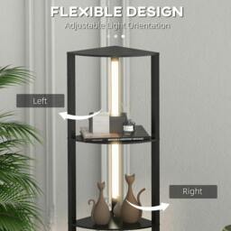 Rackhams Corner Floor Lamp for Living Room Bedroom with Dimmable Warm White LED Light, Modern Tall Standing Lamp, Black - thumbnail 6