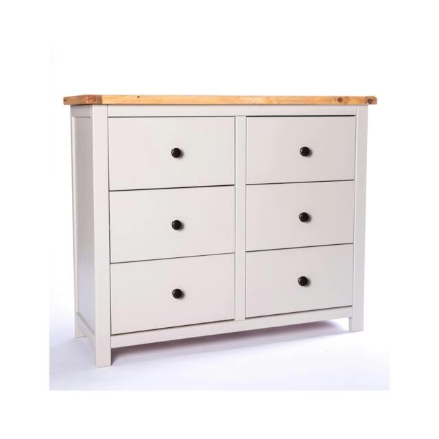 Rackhams Argenta 6 Drawer Chest of Drawers Brass Knob - Light Grey - image 1