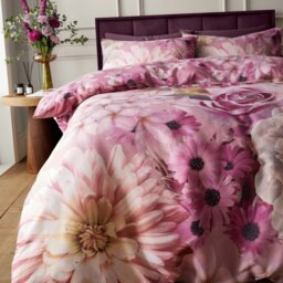 Rackhams RHS x Catherine Lansfield Rosemoor Floral So Soft Duvet Cover Set Pink - Double - Pink - thumbnail 4