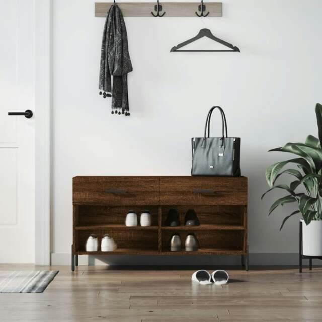 Rackhams Shoe Bench Brown Oak 102x35x55 cm Engineered Wood