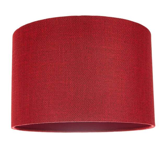 Rackhams Contemporary and Sleek Red Plain Natural Linen Fabric Drum Lamp Shade 60w Max - image 1
