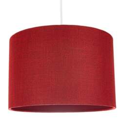 Rackhams Contemporary and Sleek Red Plain Natural Linen Fabric Drum Lamp Shade 60w Max - thumbnail 2