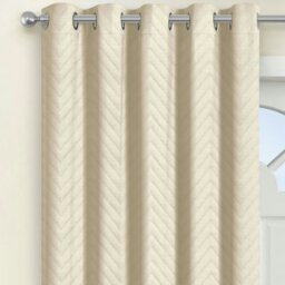 Rackhams Chevron Eyelet Thermal Door Curtain - 117cm x 213cm - Black - thumbnail 5