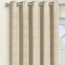 Rackhams Chevron Eyelet Thermal Door Curtain - 117cm x 213cm - Black - thumbnail 4