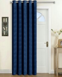 Rackhams Chevron Eyelet Thermal Door Curtain - 117cm x 213cm - Black - thumbnail 2