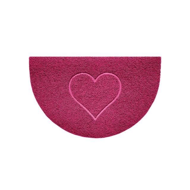 Rackhams Heart Embossed Halfmoon Indoor/Sheltered Outdoor Spaghetti Doormat - Pink - image 1