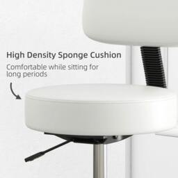 Rackhams Beautician's Swivel Salon Chair w/ Padded Seat Back 5 Wheels Adjustable Height Salon Hairdressers Tattoo Spa Rolling Cushion Professional 48cm White - thumbnail 5
