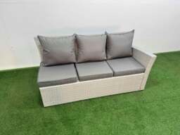 Rackhams 9 Seater Wicker Rattan Corner Sofa Sets Outdoor Garden Furniture Sets with Rectangular Dining Table Lounge Sofa Big Footstool Light Grey - thumbnail 3