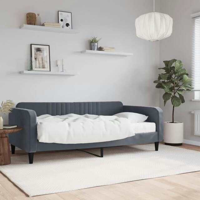 Rackhams Daybed with Mattress Dark Grey 90x190 cm Velvet