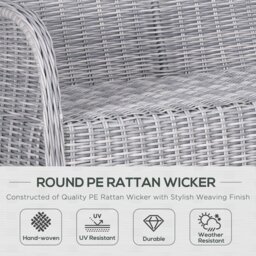Rackhams 4 PCs Outdoor Rattan Sofa Set Patio Garden Wicker Sofa Set - Light Grey - Aluminium, PE Rattan, Polyester - 125cmx79cmx104cm - thumbnail 4
