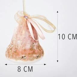 Rackhams 10cm Pink Bell Hanging Christmas Decoration for Tree, Wreath or Garland - thumbnail 2